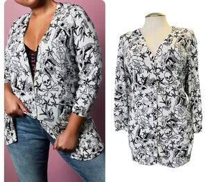 Torrid Betsey Johnson Sailor Tattoo Boyfriend Cardigan Sweater Punk Gothic 2X
